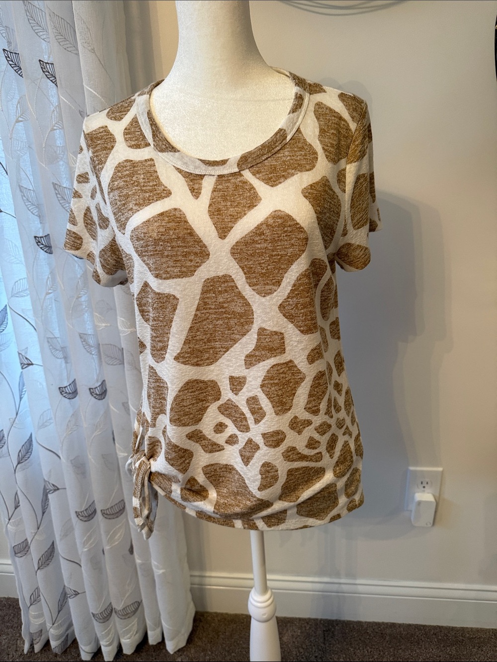 Loramendi Animal Print Knit Top - Cream & Tan